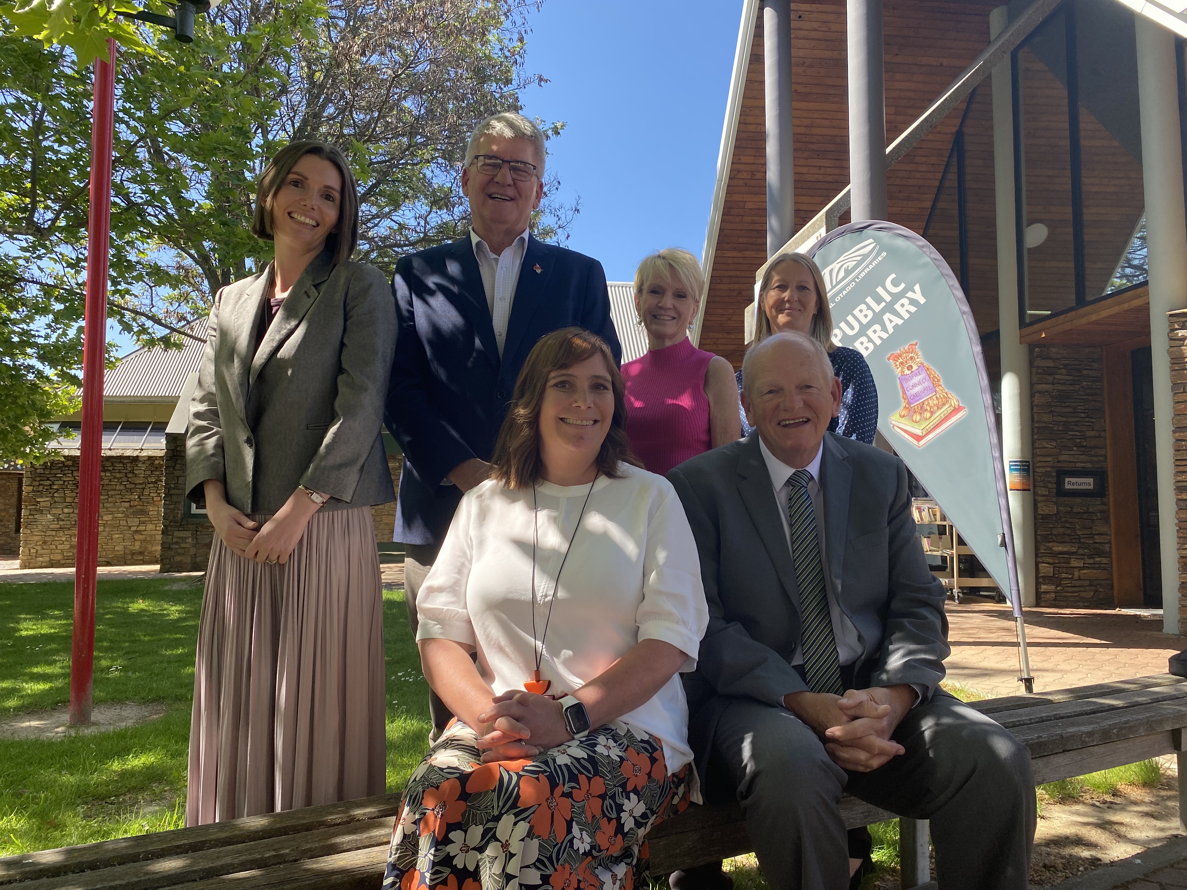 The Cromwell Community Board for the 2022-2025 triennium; Back from left, Mary McConnell, Crs Neil Gillespie, Cheryl Laws and Sarah Browne; front row Anna Harrison (chair) and Bob Scott (deputy chair).