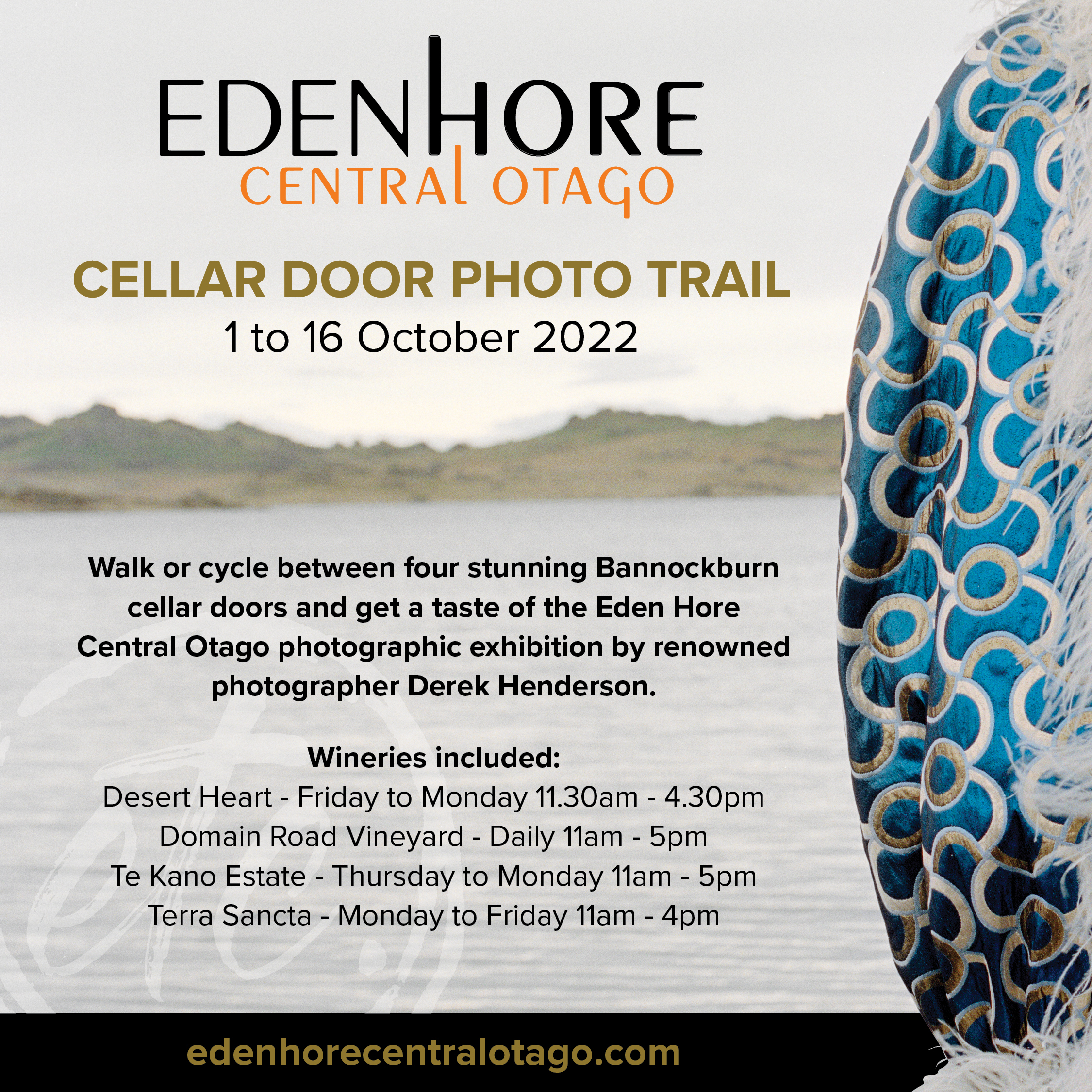 ​The Eden Hore Central Otago photographic exhibition promises to be a sensory delight for the Central Otago region again this season.